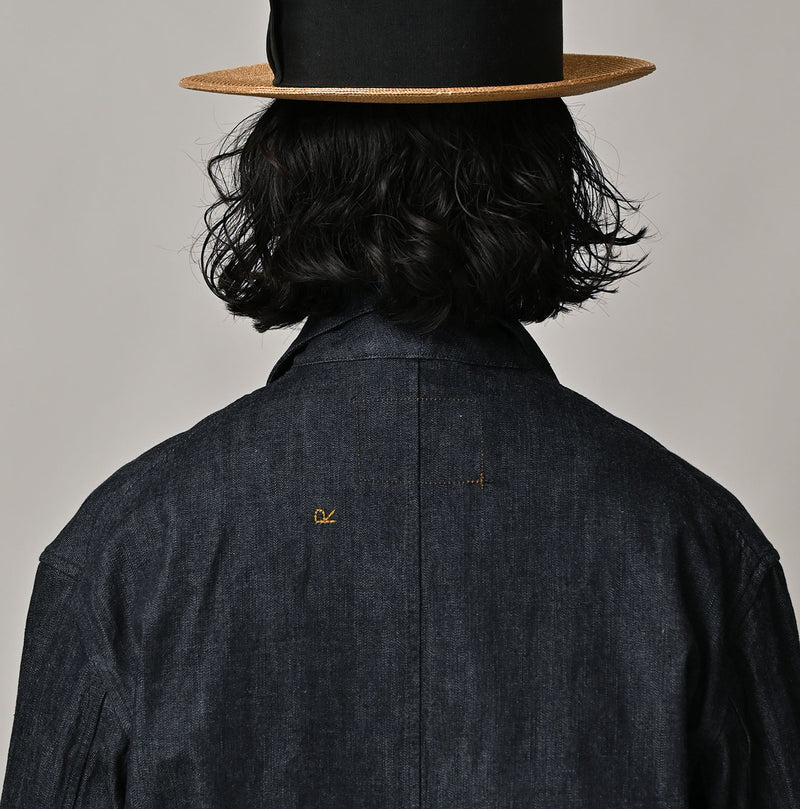 45R Indigo Mugihiko Denim 908 Work Coat Nou - Image 13