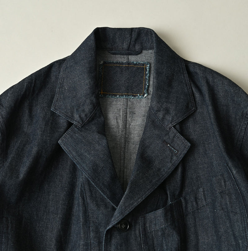 45R Indigo Mugihiko Denim 908 Work Coat Nou - Image 17