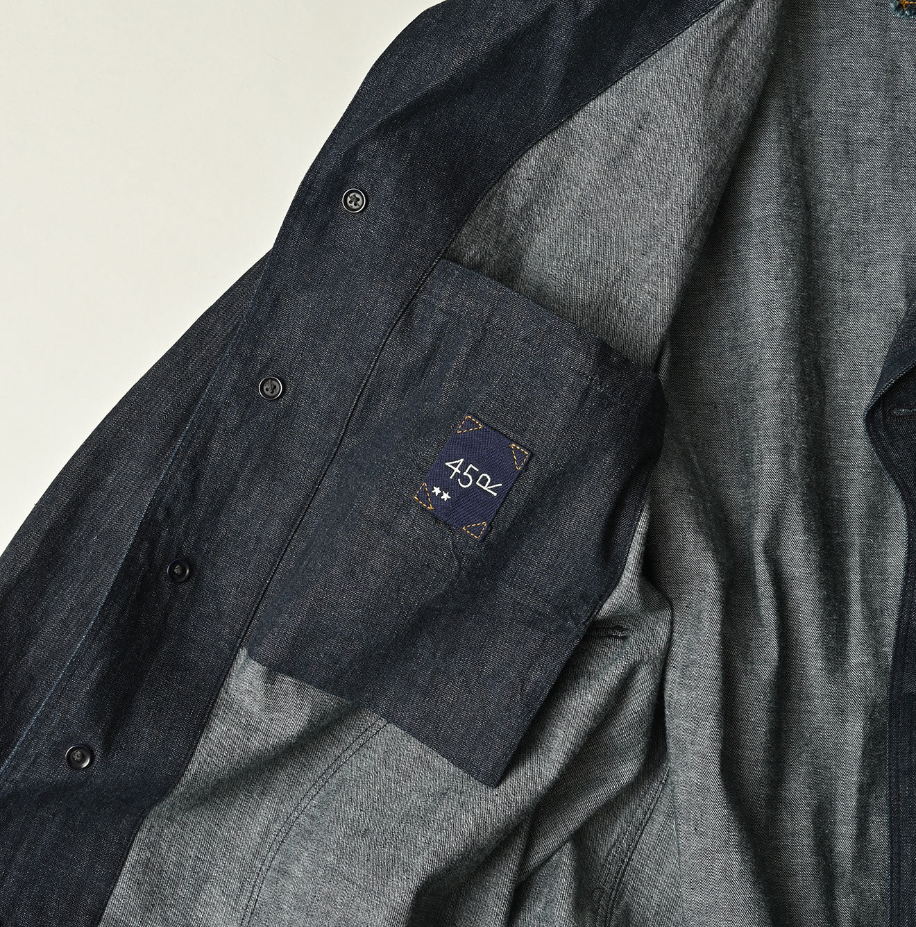 45R Indigo Mugihiko Denim 908 Work Coat Nou