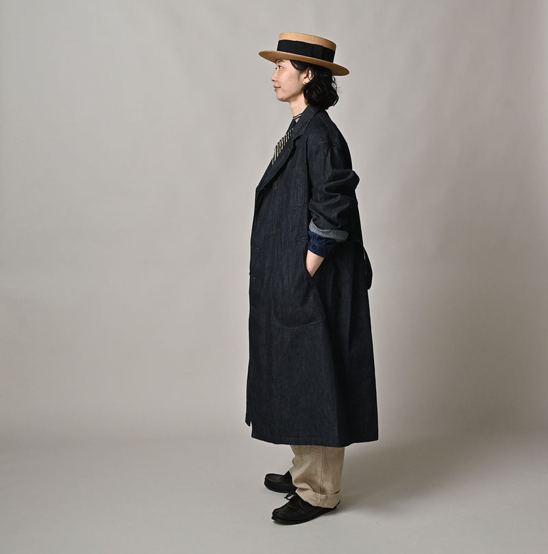 45R Indigo Mugihiko Denim 908 Work Coat Nou - Image 3