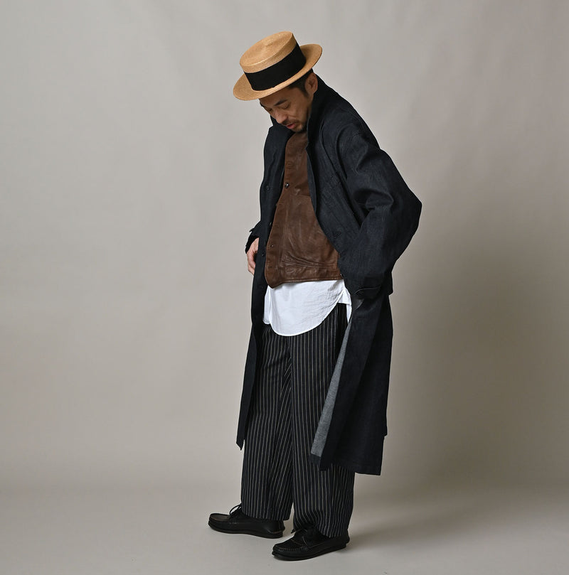 45R Indigo Mugihiko Denim 908 Work Coat Nou - Image 7