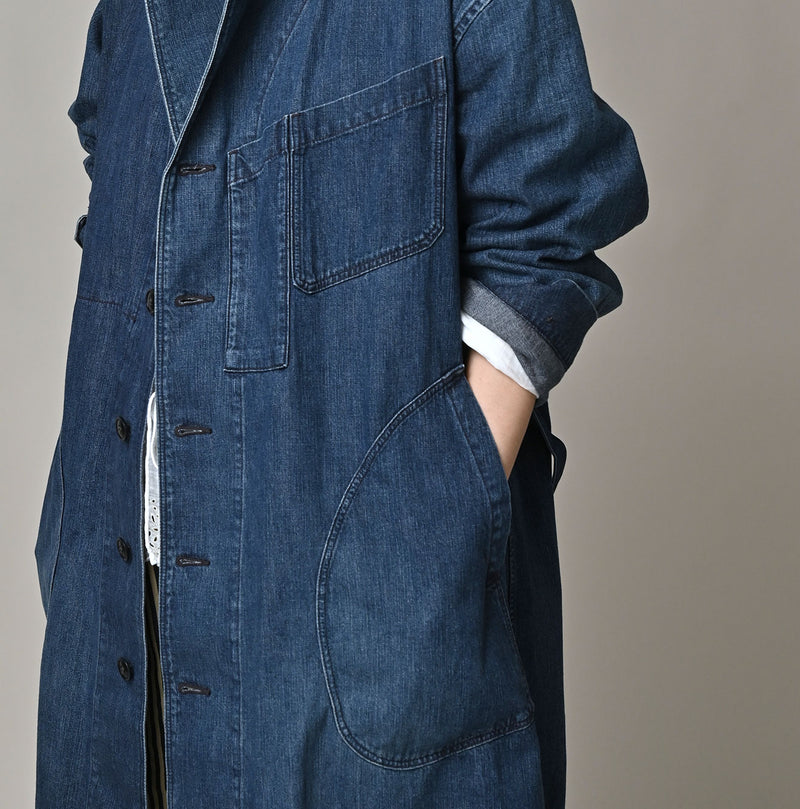 45R Indigo Mugihiko Denim 908 Work Coat Zyu - Image 11