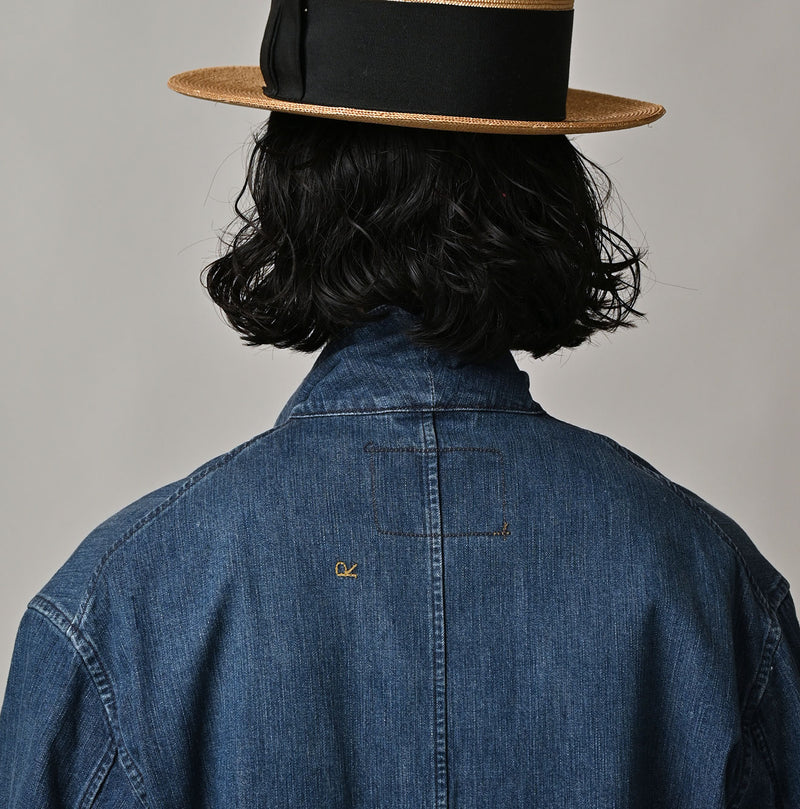 45R Indigo Mugihiko Denim 908 Work Coat Zyu - Image 13