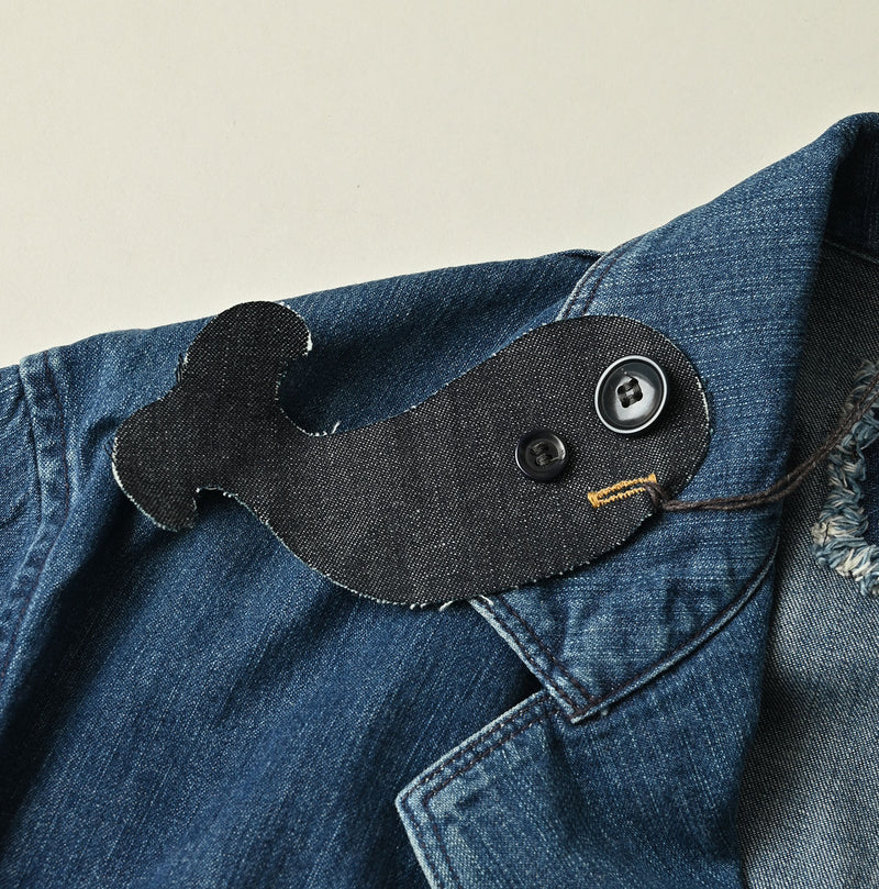 45R Indigo Mugihiko Denim 908 Work Coat Zyu - Image 25