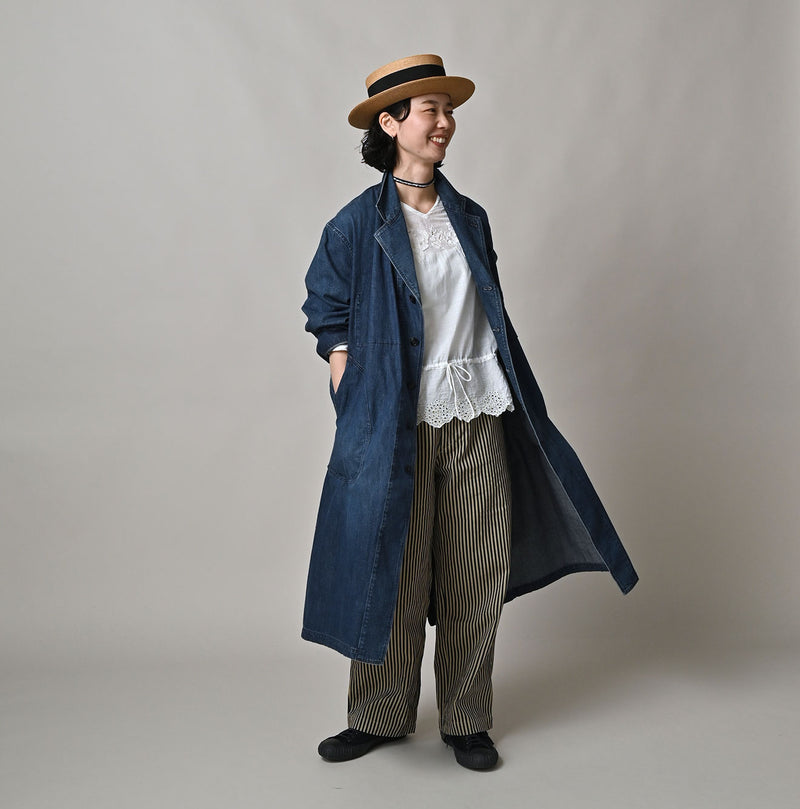 45R Indigo Mugihiko Denim 908 Work Coat Zyu - Image 5