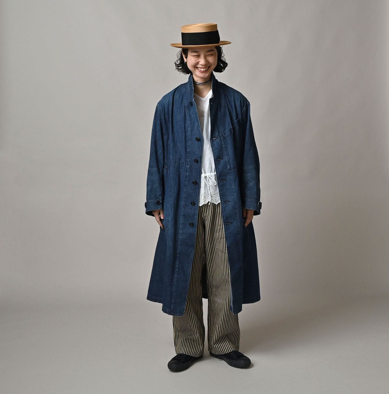 Indigo Mugihiko Denim 908 Work Coat Zyu | 45R Official Online
