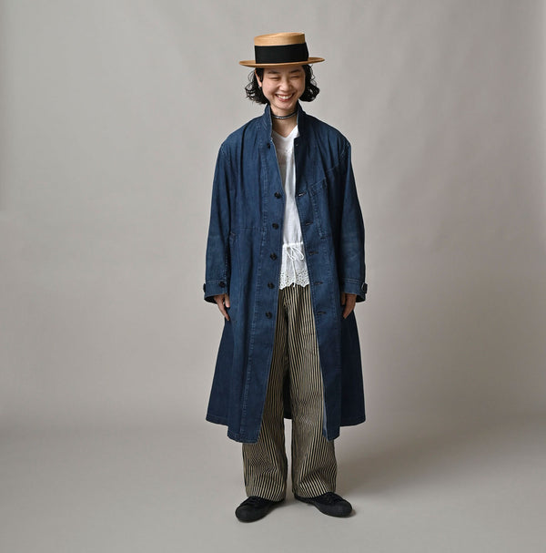 45R Indigo Mugihiko Denim 908 Work Coat Zyu