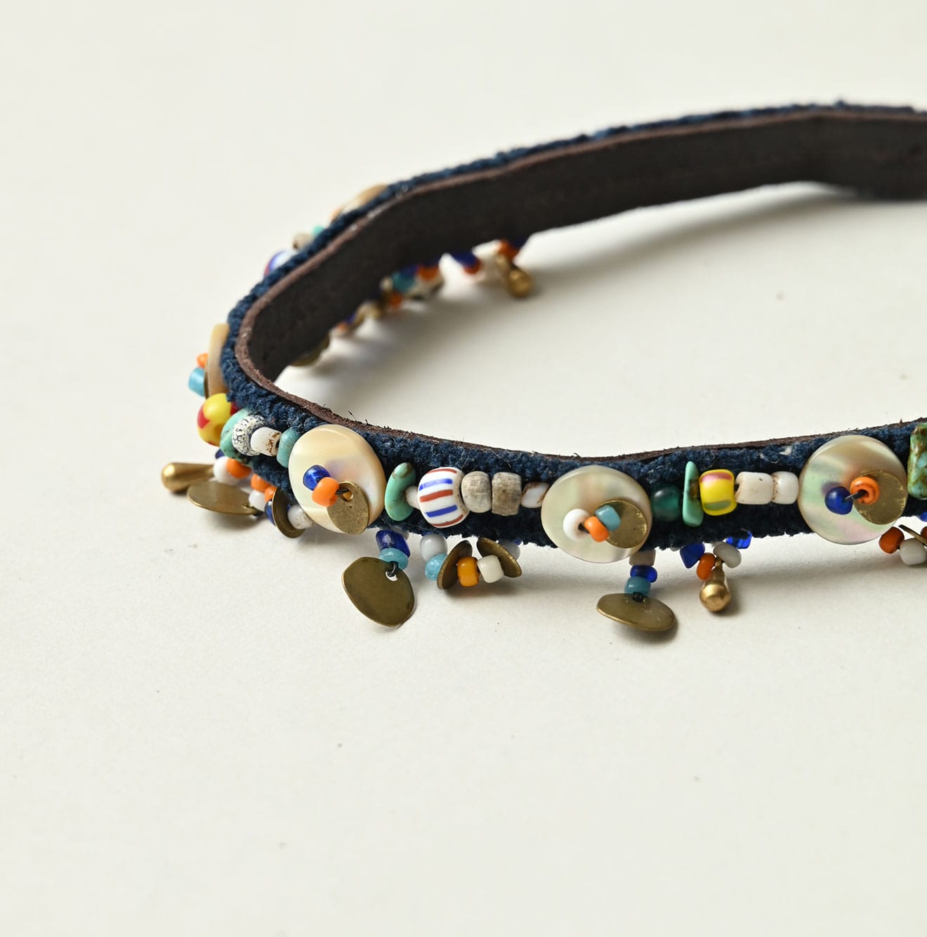 Glass Bead Leather Choker