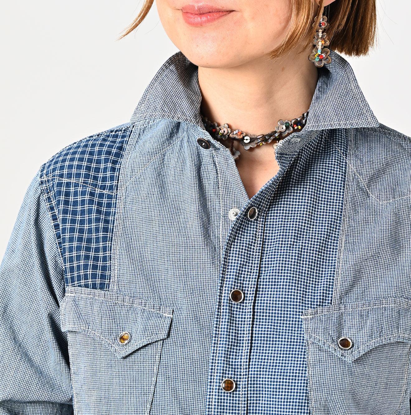 トップス cantate Mods Sleeve Shirt / M INDIGO Indigo Patchwork 908 Eastern Shirt – 45R GLOBAL