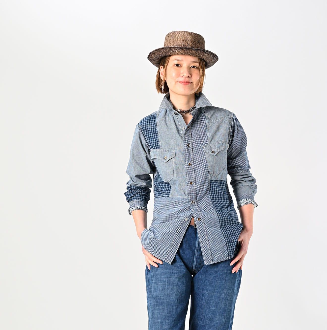 トップス cantate Mods Sleeve Shirt / M INDIGO Indigo Patchwork 908 Eastern Shirt – 45R GLOBAL