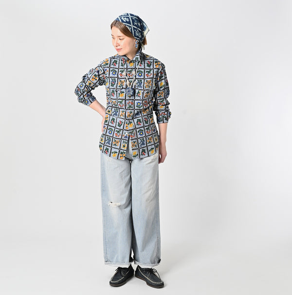 Khadi Dungaree 908 Fleur Eastern Shirt (Size 1)