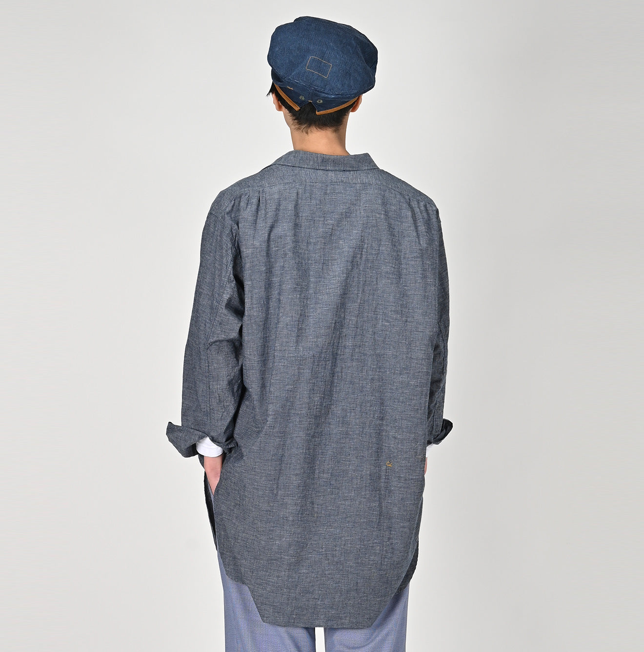 45R Indigo Hakeme 908 Grandpa Pullover Shirt