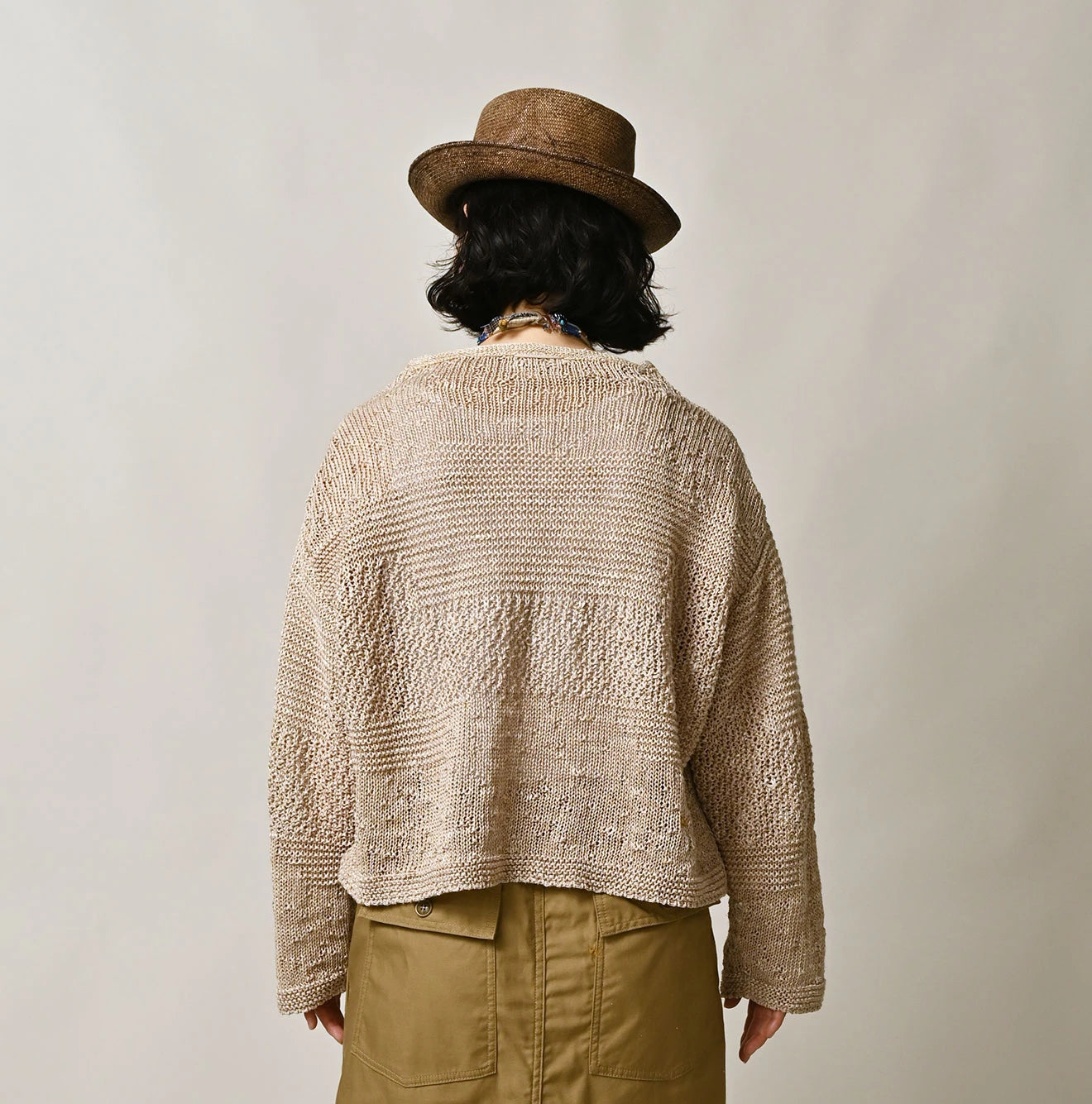 45R Linen Gima Patchwork Uma Sweater (White Top-Dyed) - Image 5