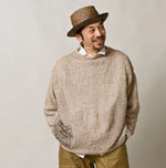 45R Linen Gima Patchwork Uma Sweater (White Top-Dyed)