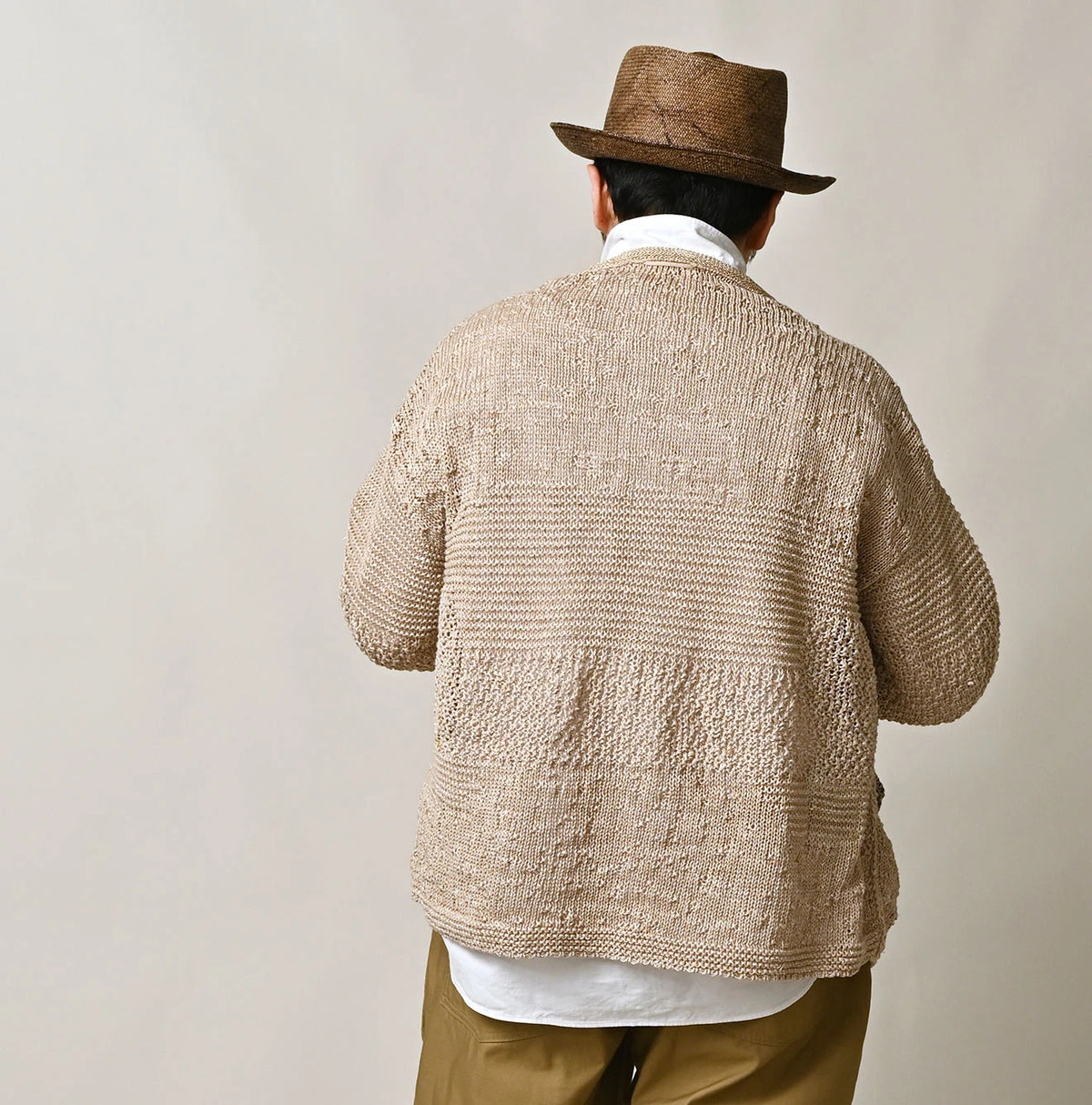 45R Linen Gima Patchwork Uma Sweater (White Top-Dyed)