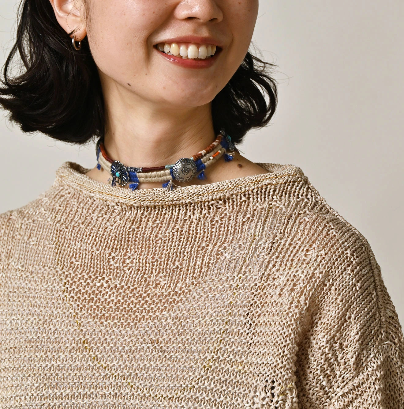 45R Linen Gima Patchwork Uma Sweater (White Top-Dyed) - Image 10