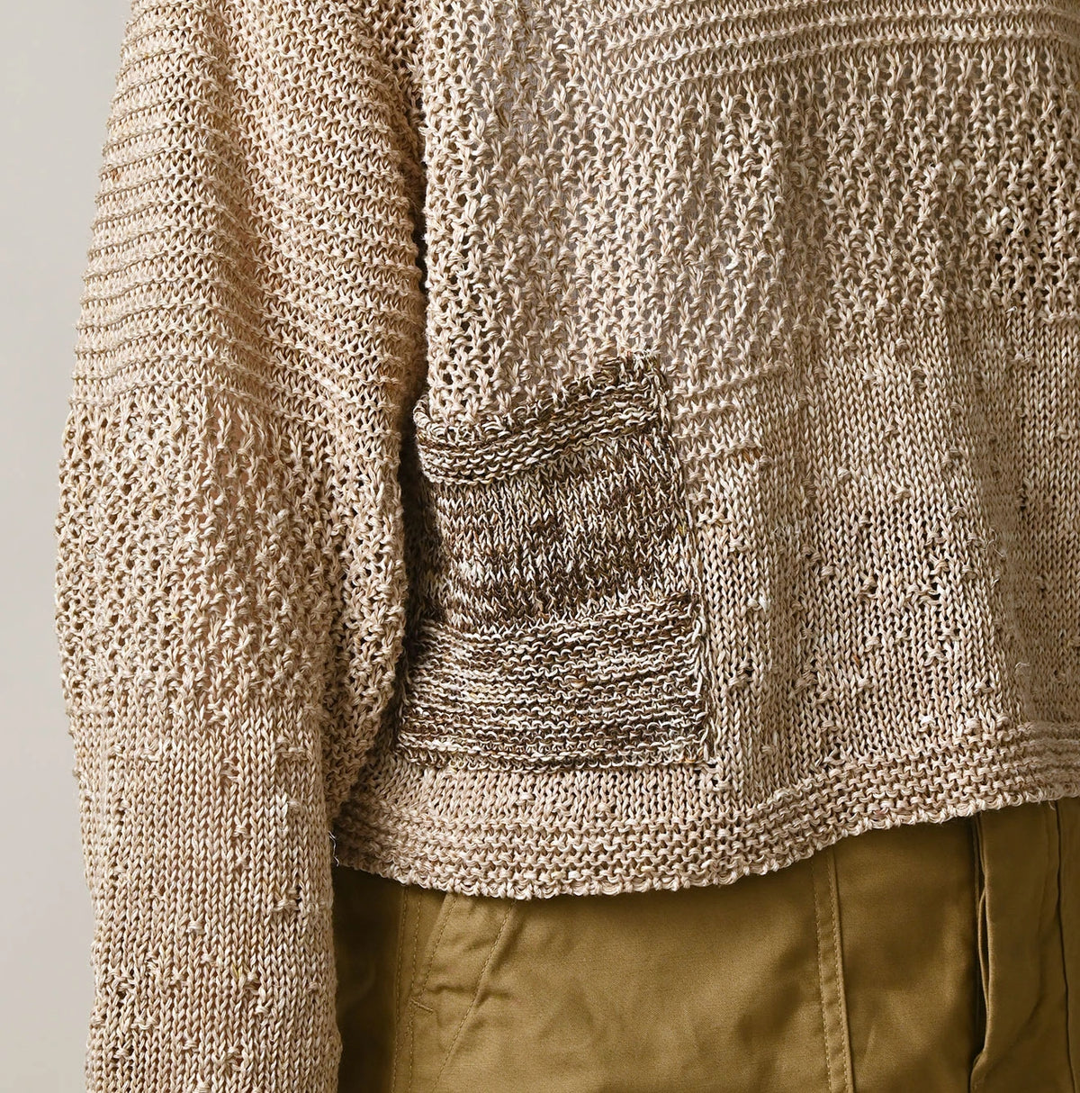 45R Linen Gima Patchwork Uma Sweater (White Top-Dyed)