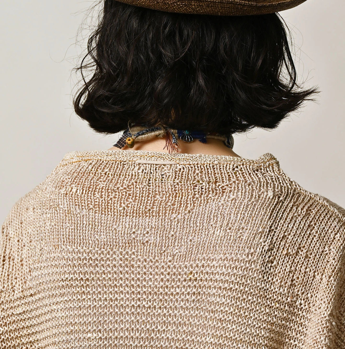 45R Linen Gima Patchwork Uma Sweater (White Top-Dyed)