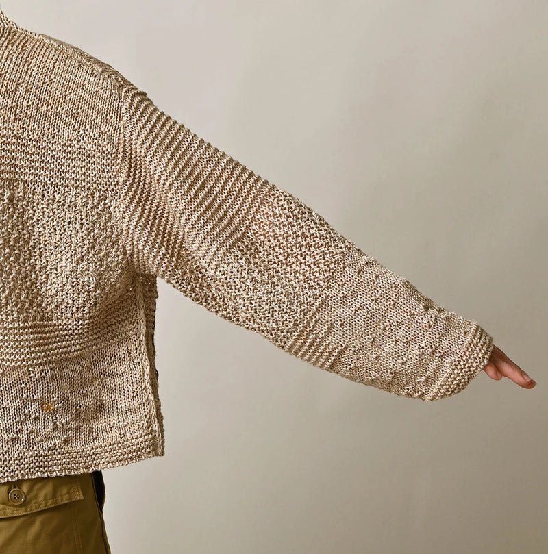 45R Linen Gima Patchwork Uma Sweater (White Top-Dyed) - Image 14