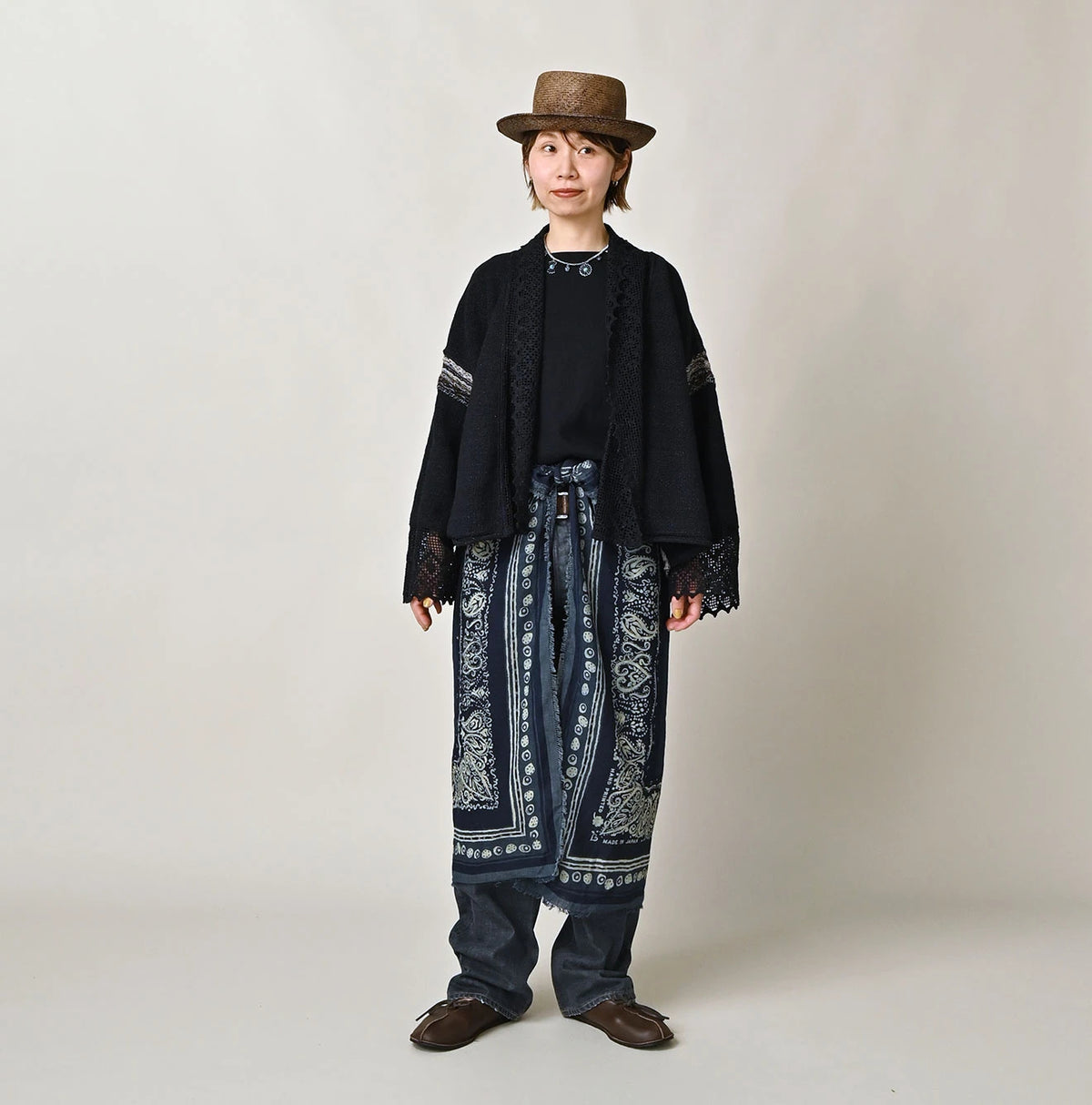 45R Indigo Botanical Print FUROSHIKii