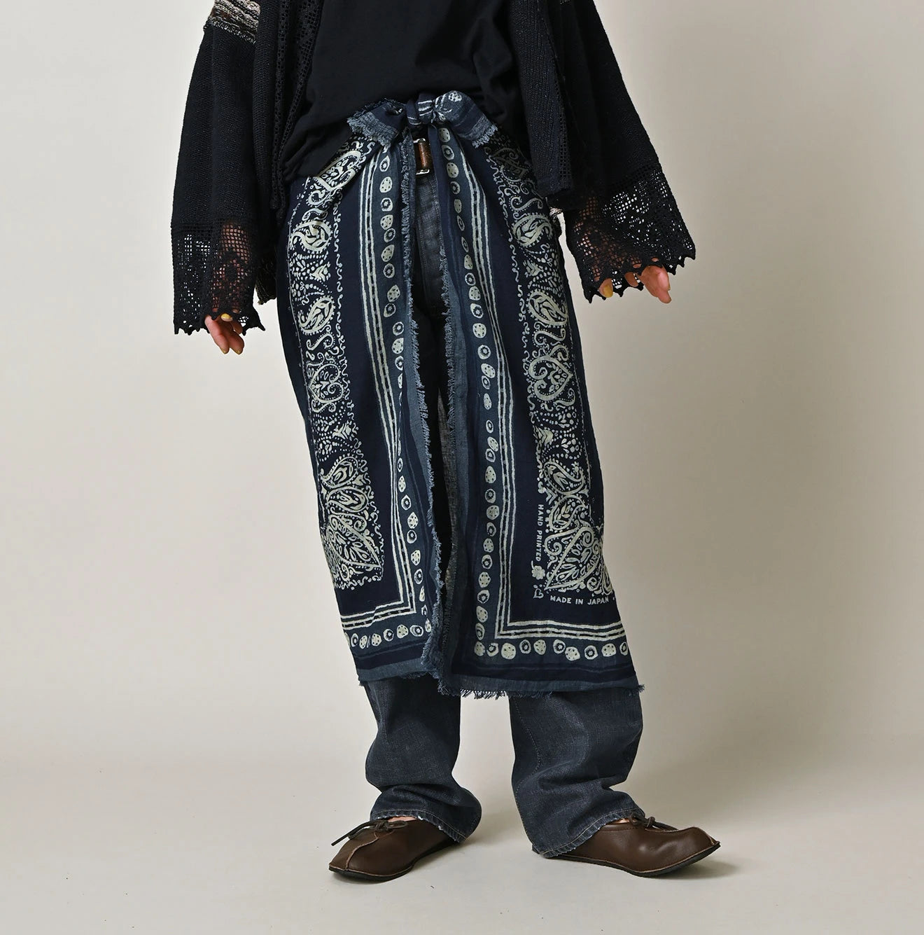 45R インディゴ Furoshikiiワンピース 藍染 ロング 日本製 花柄 Indigo Botanical Print FUROSHIKii | 45R Official Online Store