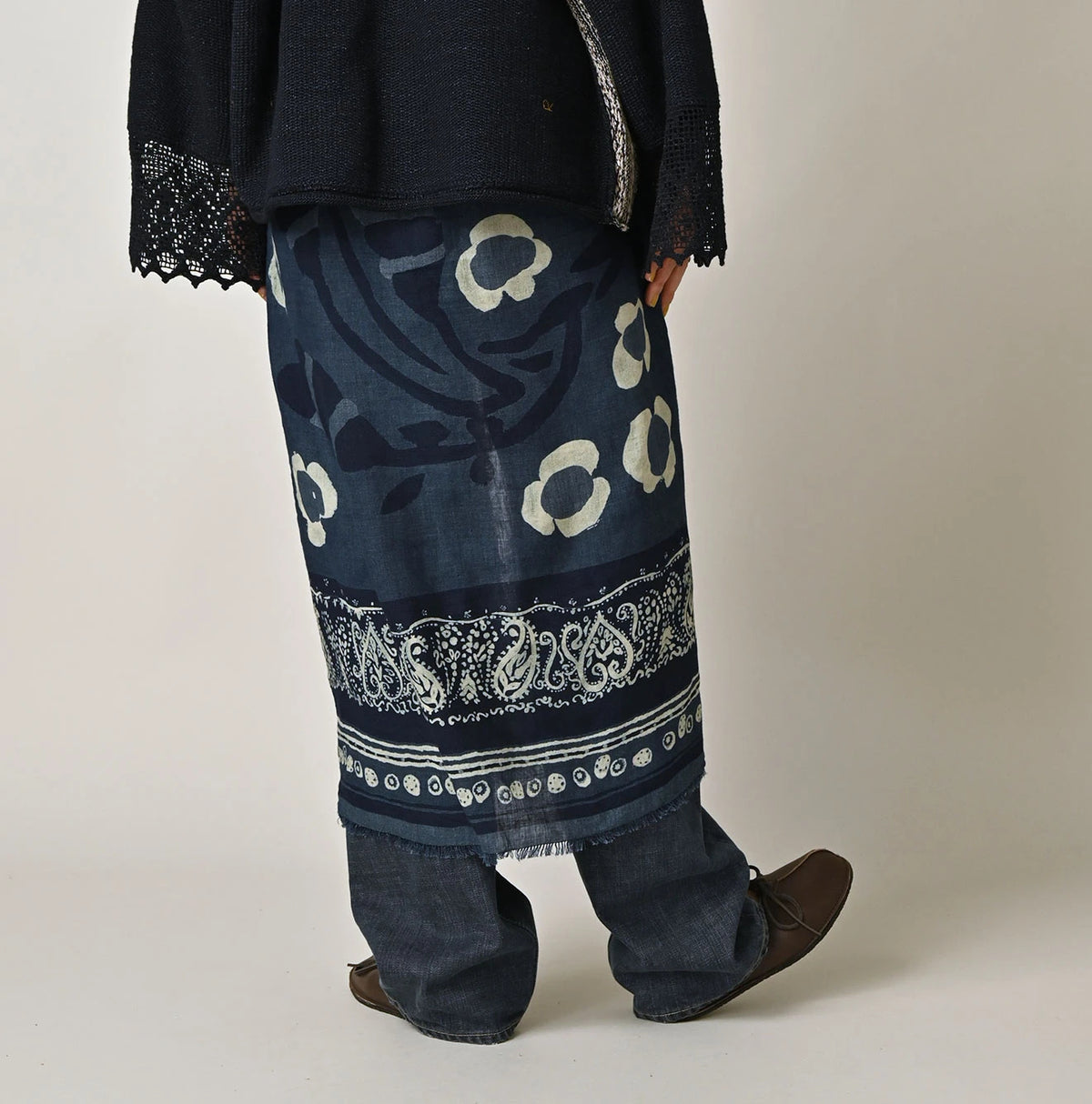 45R Indigo Botanical Print FUROSHIKii