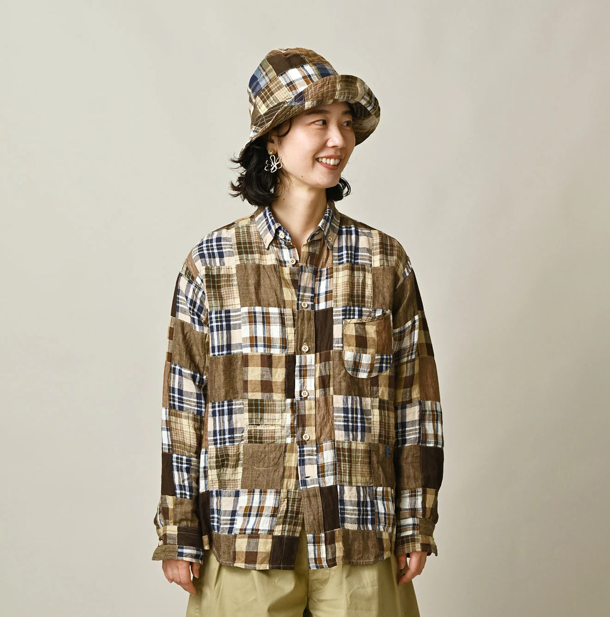 45R Linen Patchwork 908 Ocean Shirt