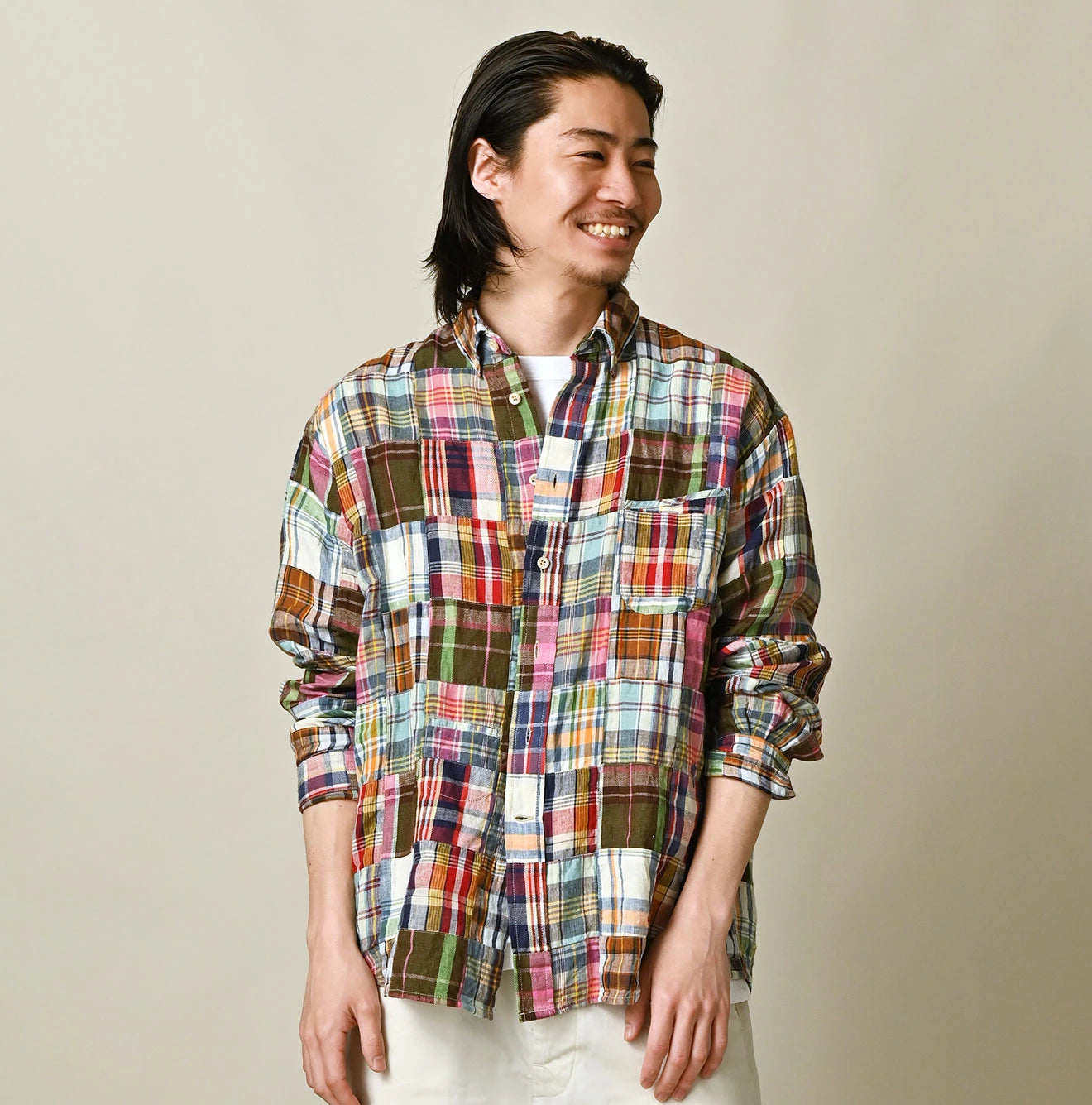 45R 小麦デニム　908オンザビーチシャツ Linen Patchwork 908 Ocean Shirt | 45R Official Online Store – 45R