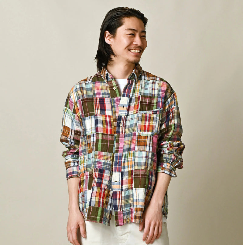 45R Linen Patchwork 908 Ocean Shirt - Image 10