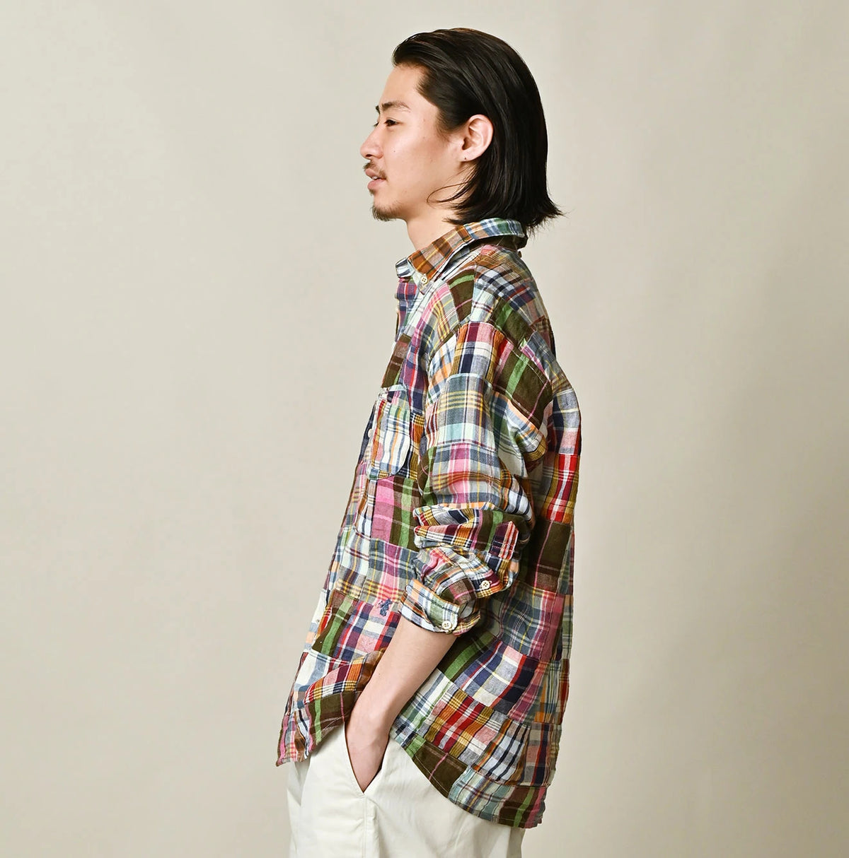 45R Linen Patchwork 908 Ocean Shirt