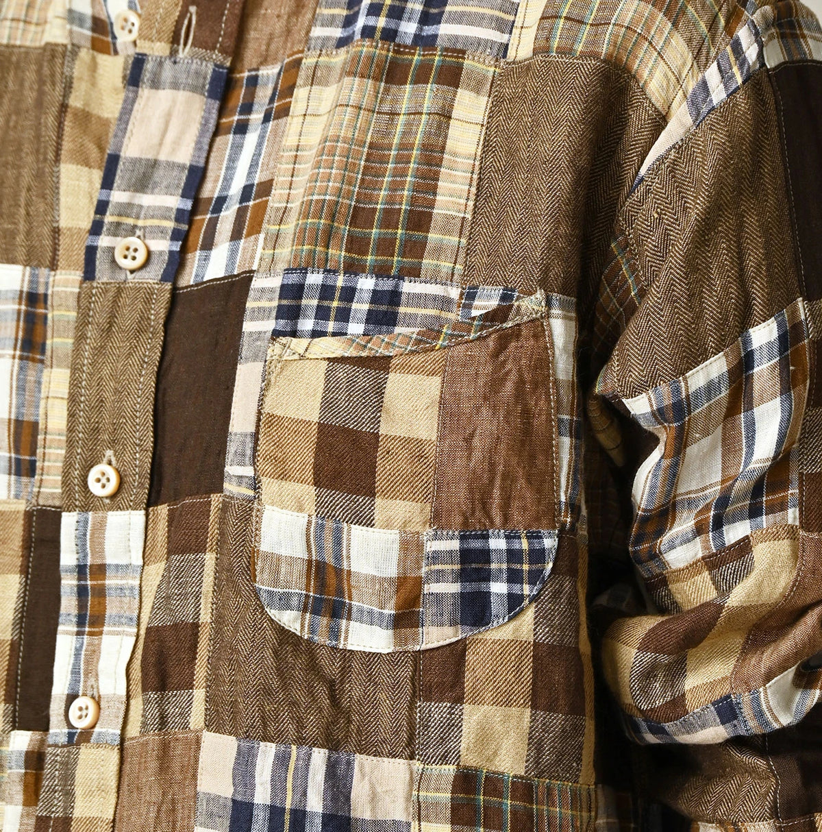 45R Linen Patchwork 908 Ocean Shirt