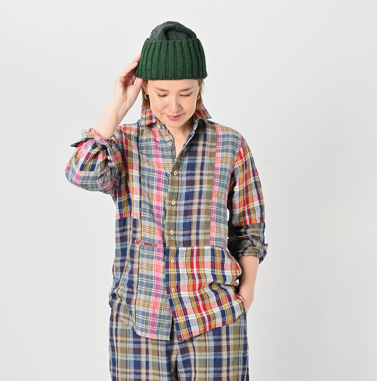 45R Linen Madras 908 Loafer Shirt - Image 5