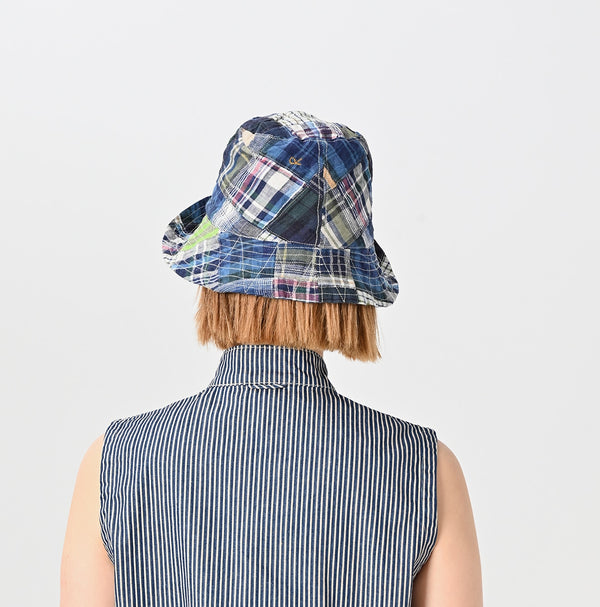 45R Linen Madras Patchwork Hat