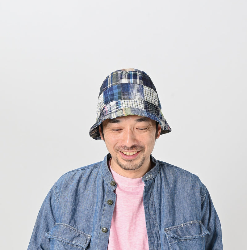 45R Linen Madras Patchwork Hat - Image 7