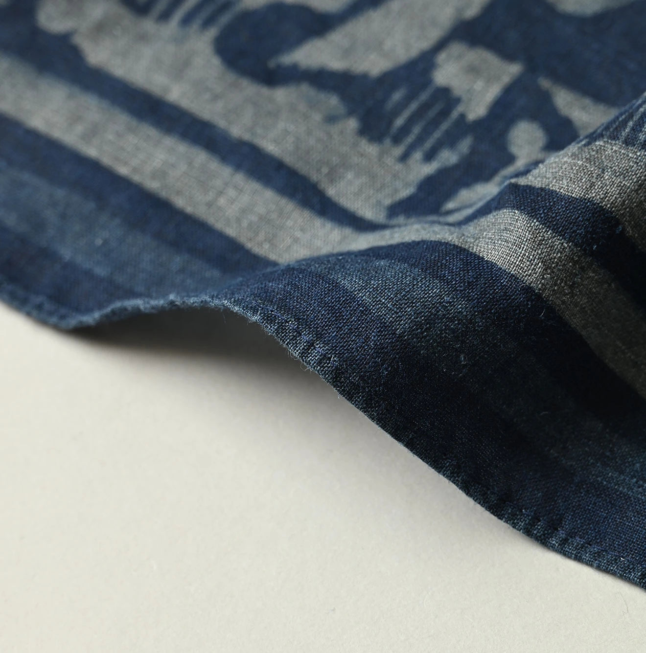 45R Indigo Linen Flax Flower Bandana - Image 7