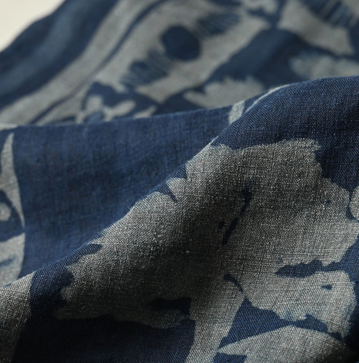 45R Indigo Linen Flax Flower Bandana