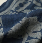 45R Indigo Linen Flax Flower Bandana