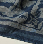 45R Indigo Linen Flax Flower Bandana