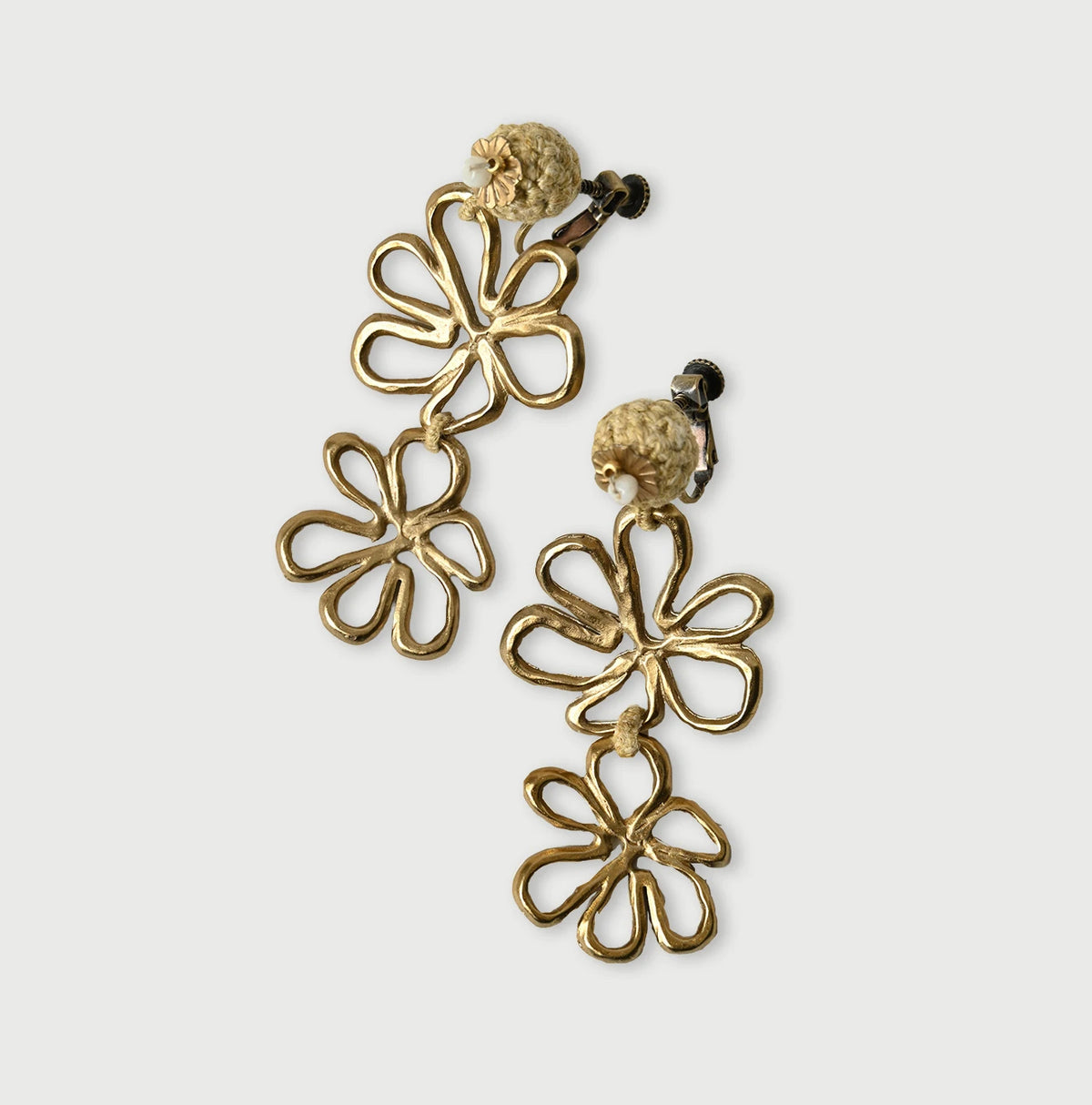 45R Double Flower Earrings