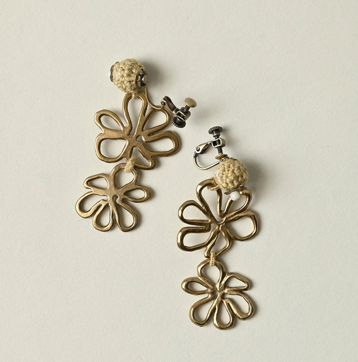 45R Double Flower Earrings