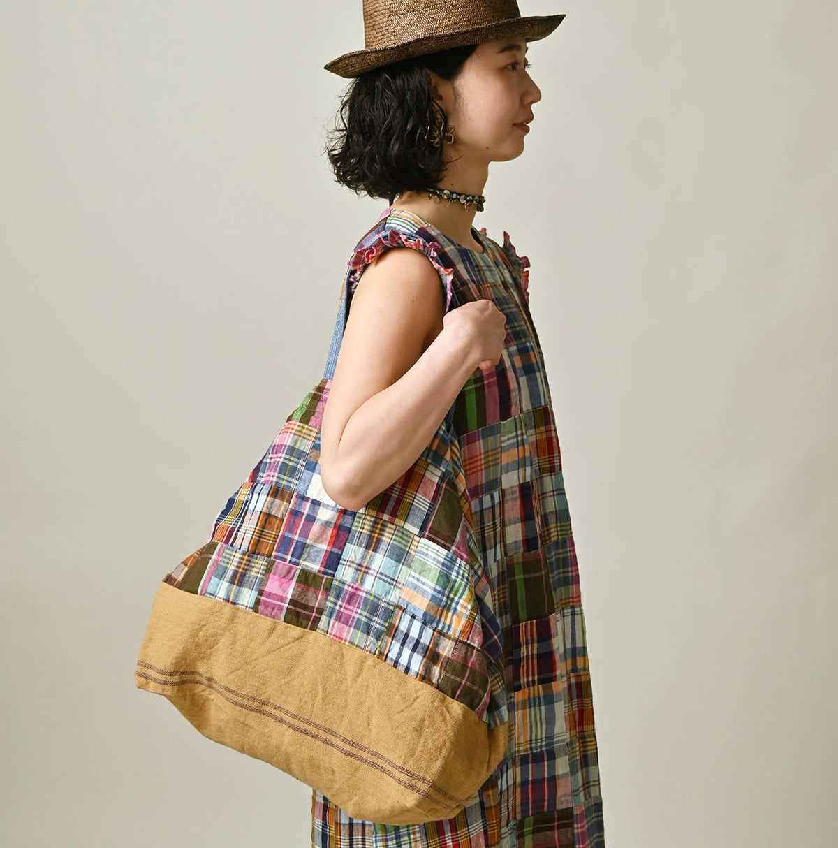 45R Linen Patchwork Tote Bag