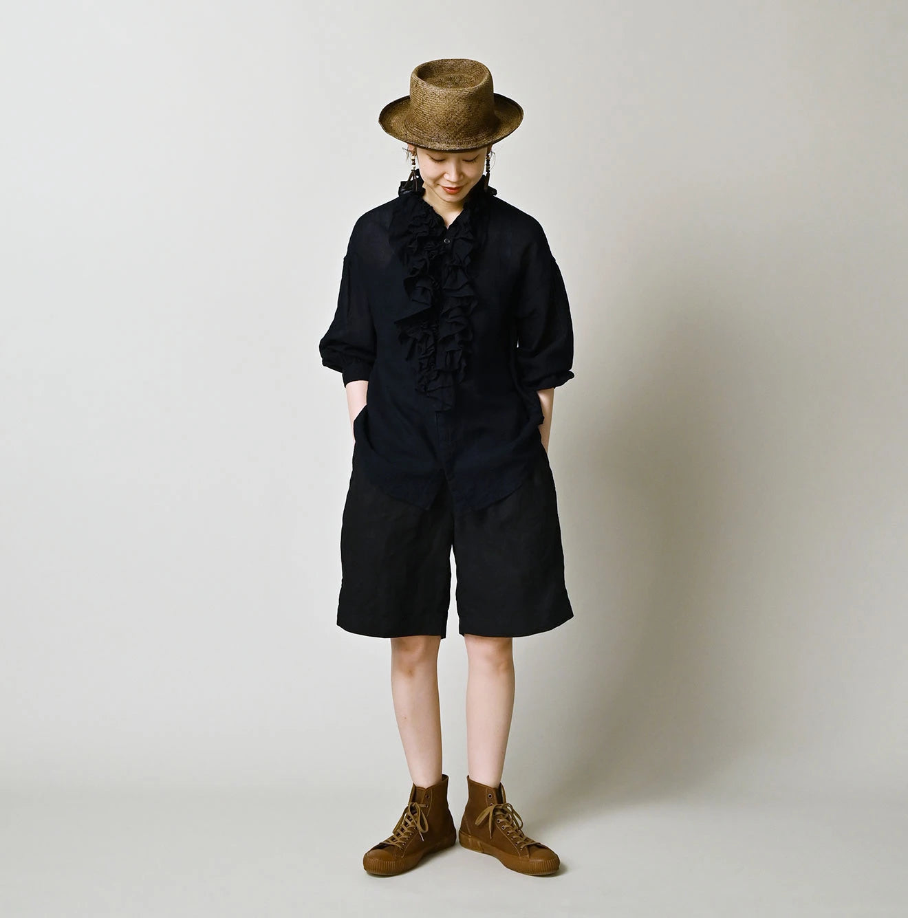 45R Indigo Linen 908 Pegtop Shorts - Image 2