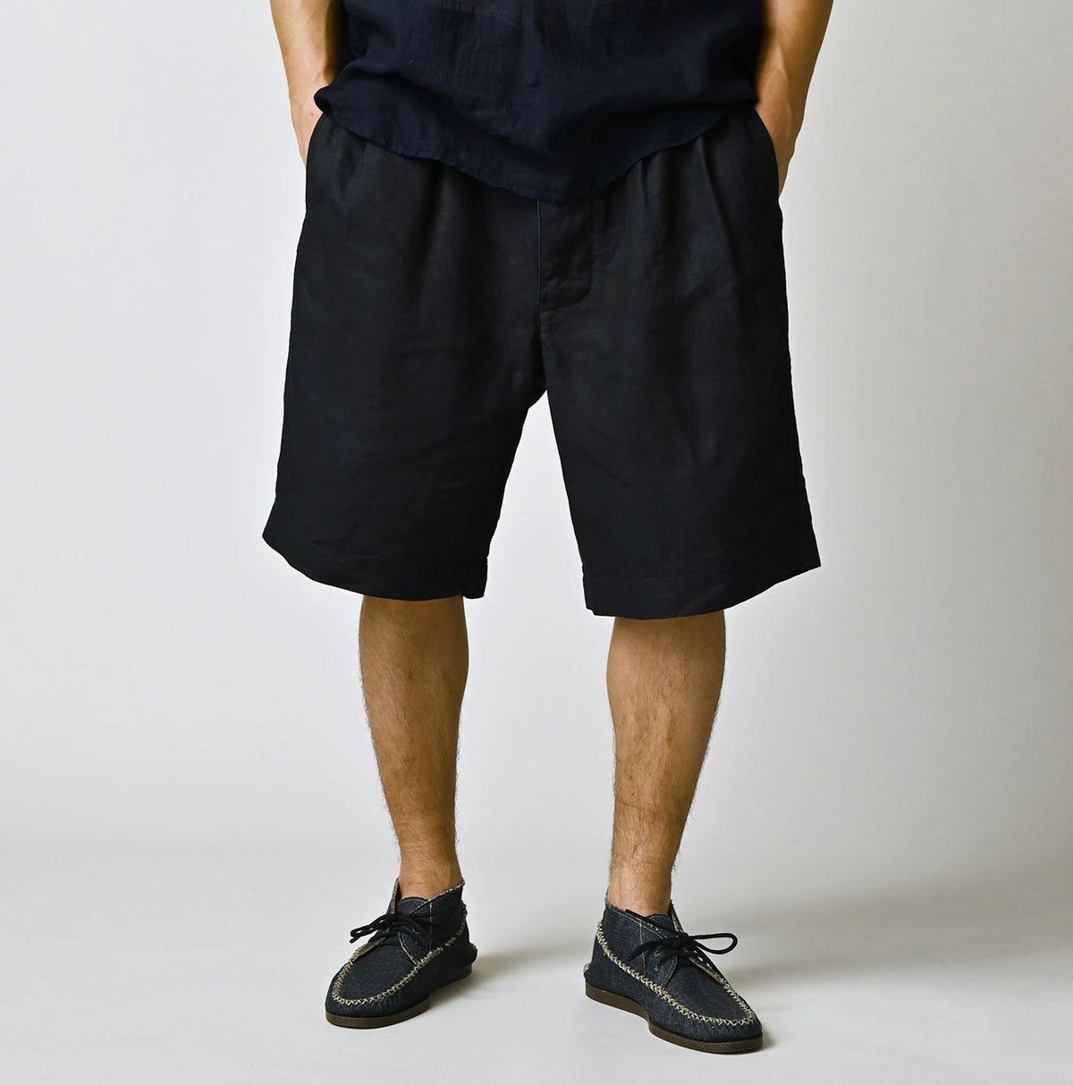 45R Indigo Linen 908 Pegtop Shorts