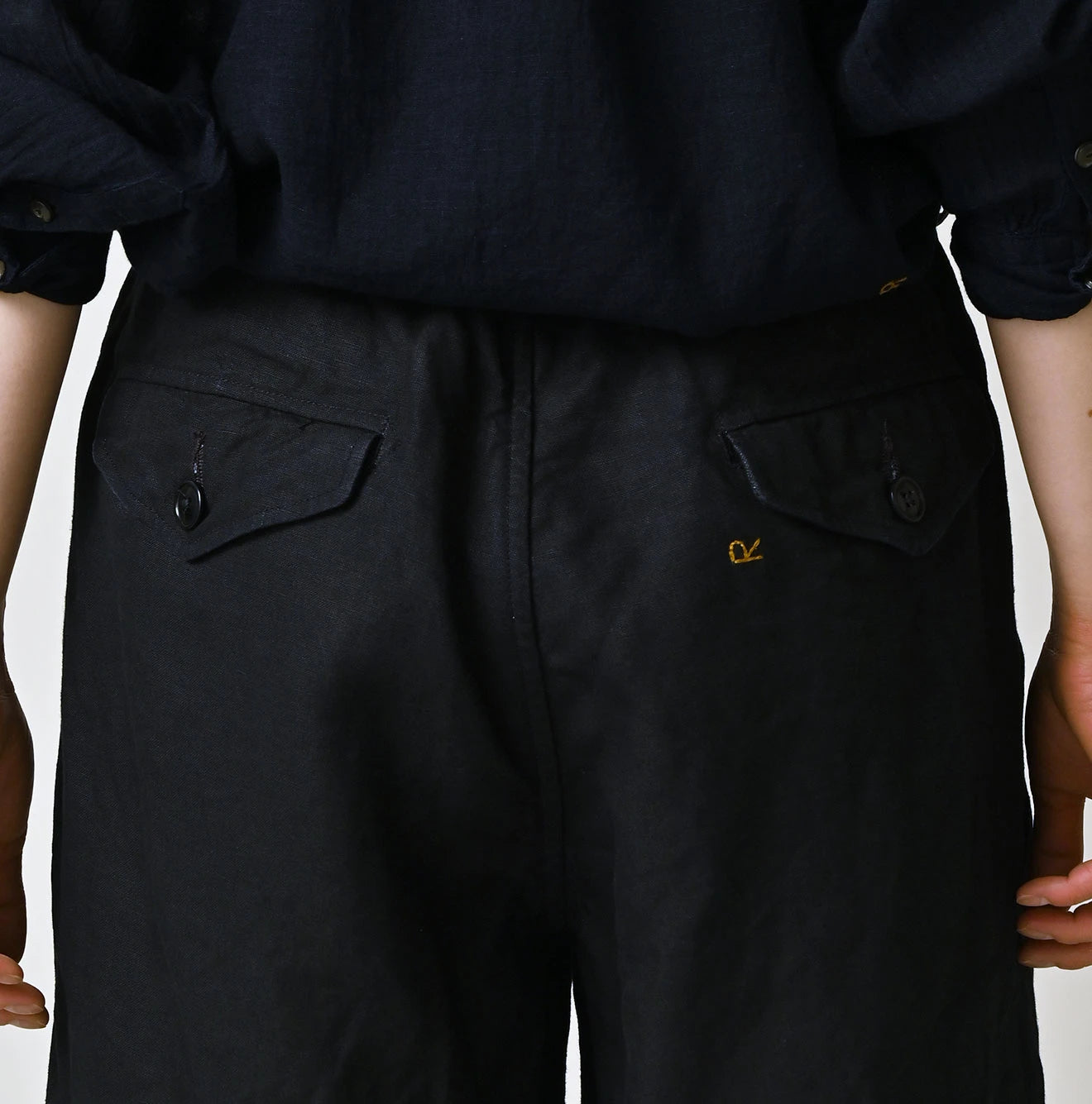 45R Indigo Linen 908 Pegtop Shorts - Image 12