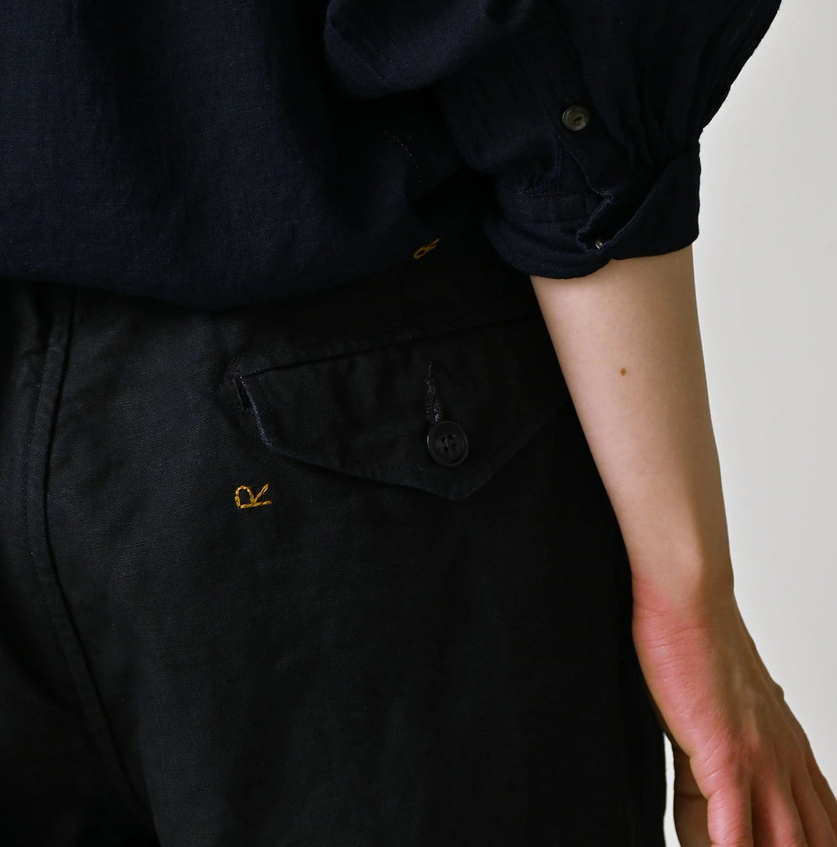 45R Indigo Linen 908 Pegtop Shorts