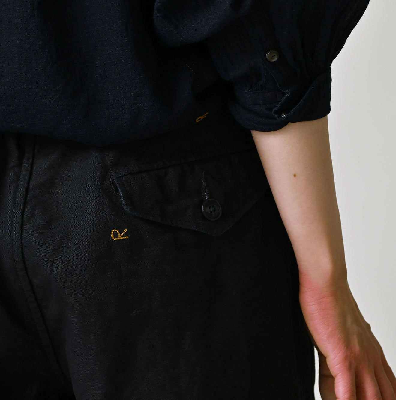 45R Indigo Linen 908 Pegtop Shorts - Image 13