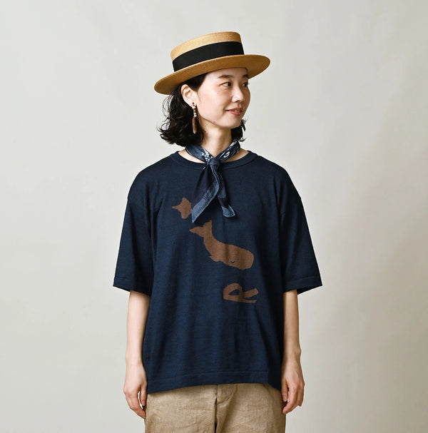 45R Indigo Pocoppiie Jacquard 908 T-shirt
