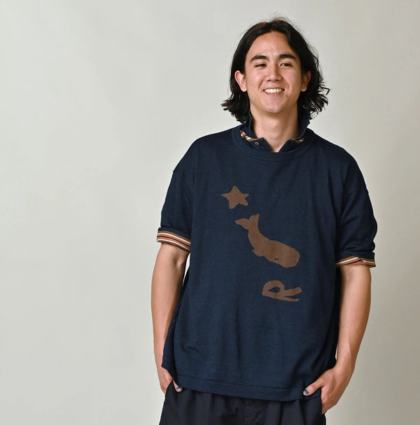 45R Indigo Pocoppiie Jacquard 908 T-shirt
