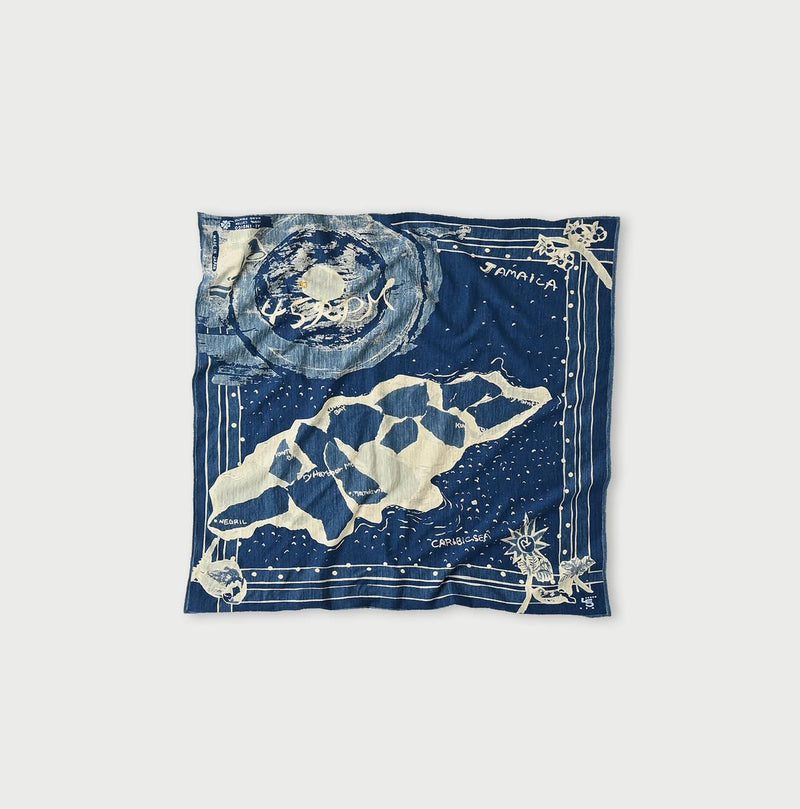 45R Indigo Tenjiku Jamaica Map Bandana