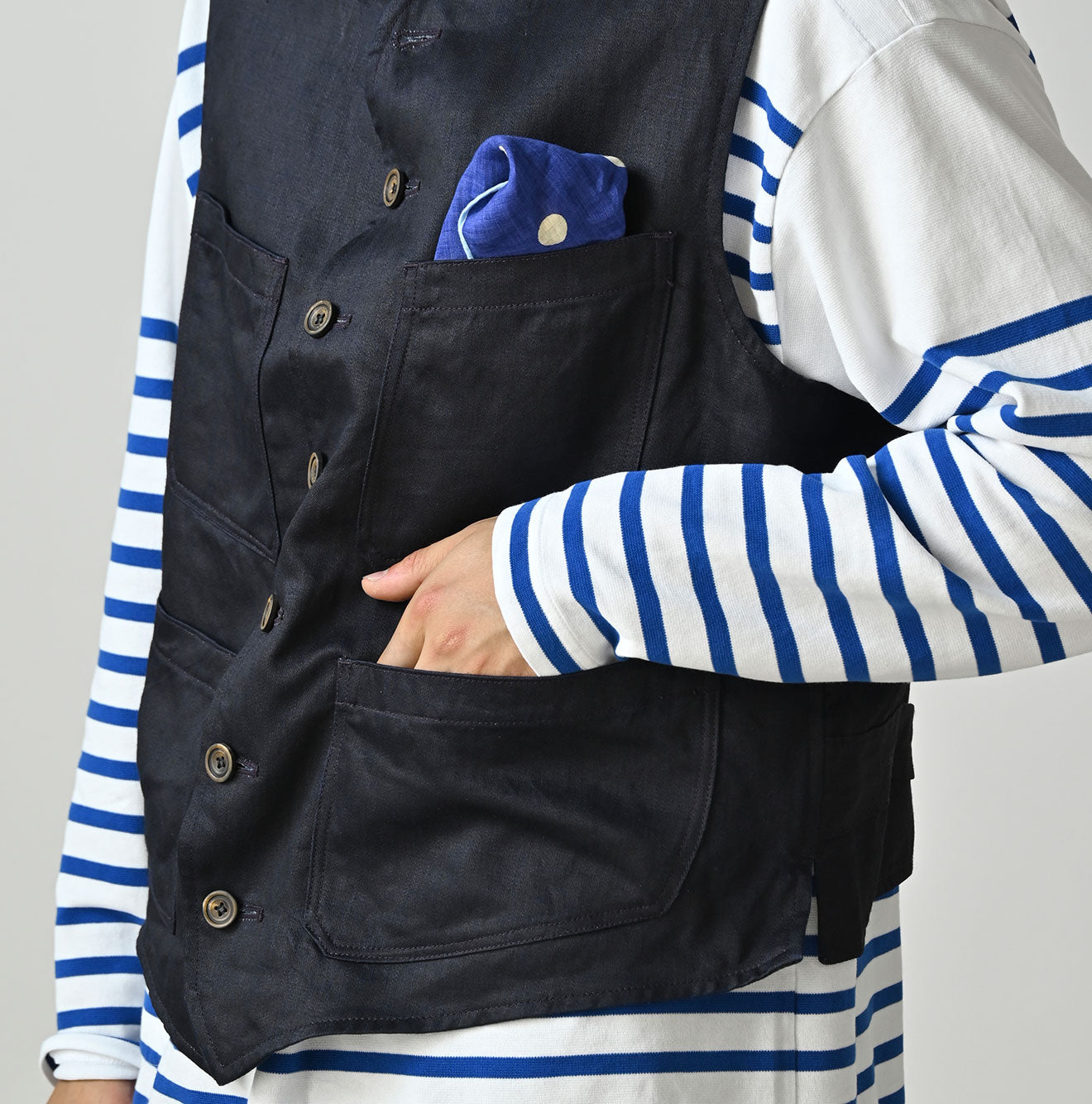 Indigo Linen Sateen 908 Vest - Image 11